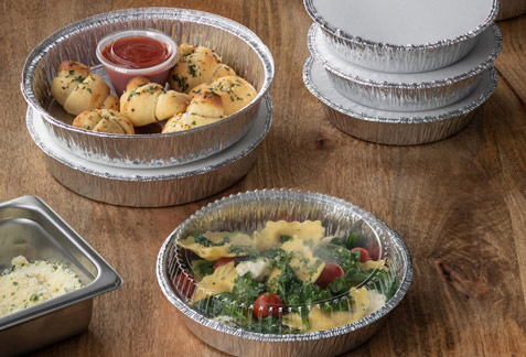 round foil container for food packaging